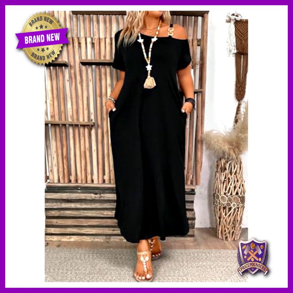 Plus Size Cold Shoulder Split Hem Maxi Dress Casu… - image 6